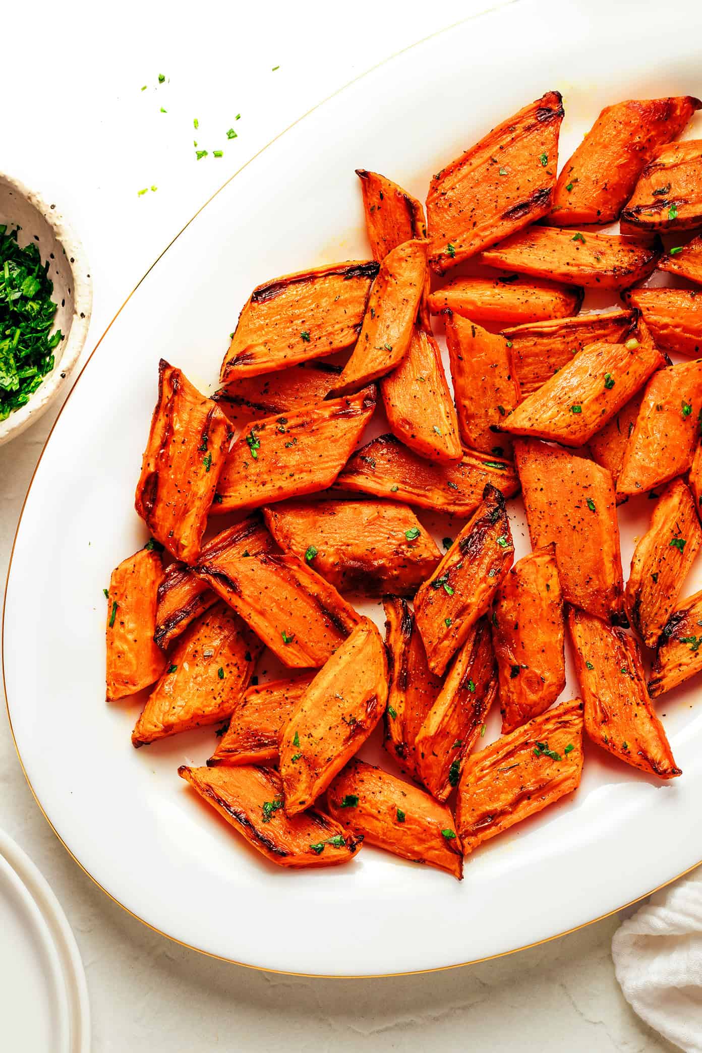 air fryer carrots on platter