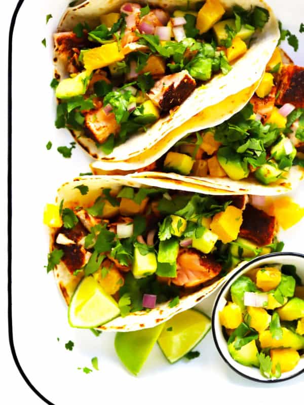 Super-Simple Salmon Tacos with Juicy Orange Avocado Salsa