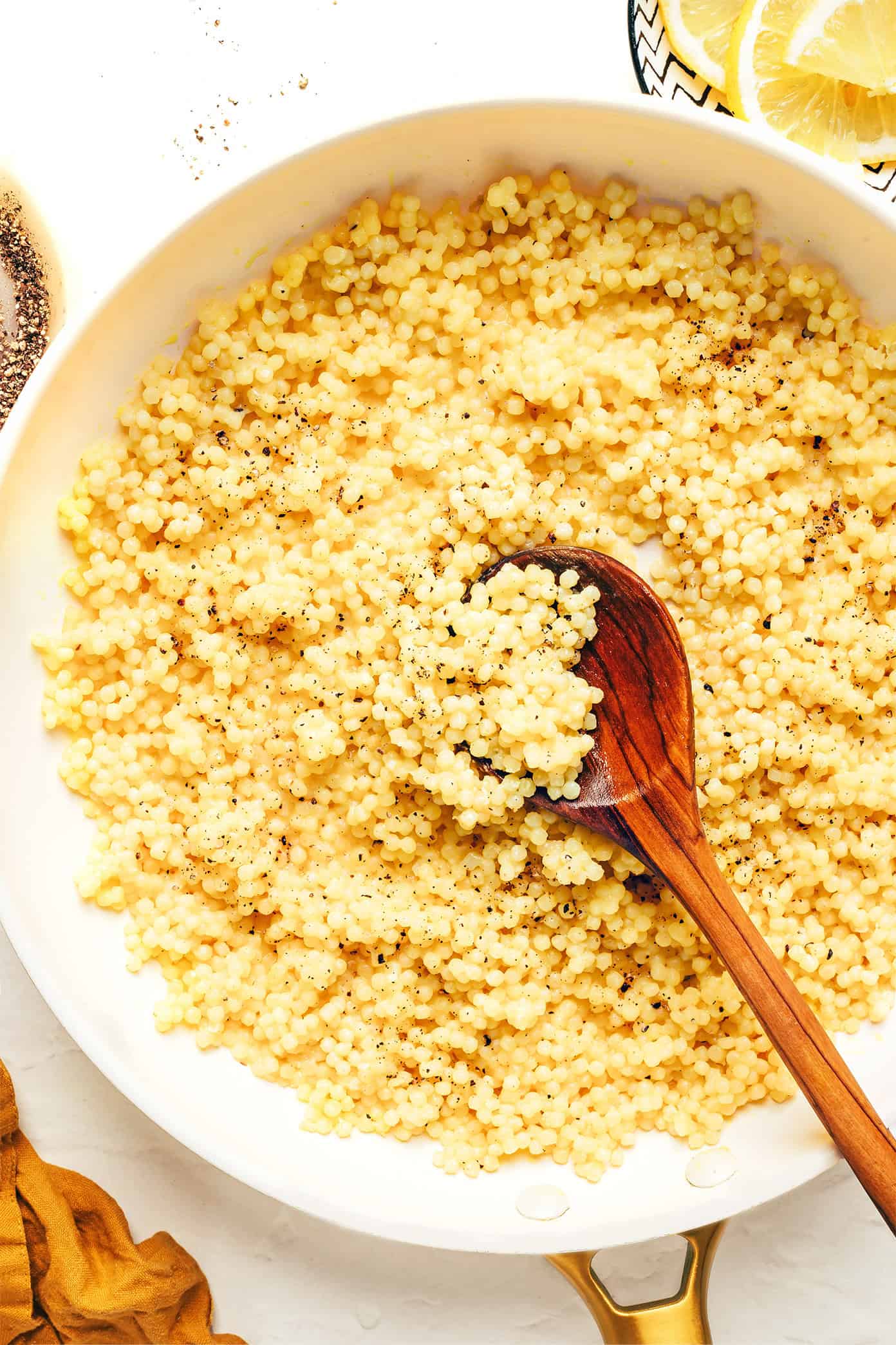 Parmesan Pearl Couscous in Pan