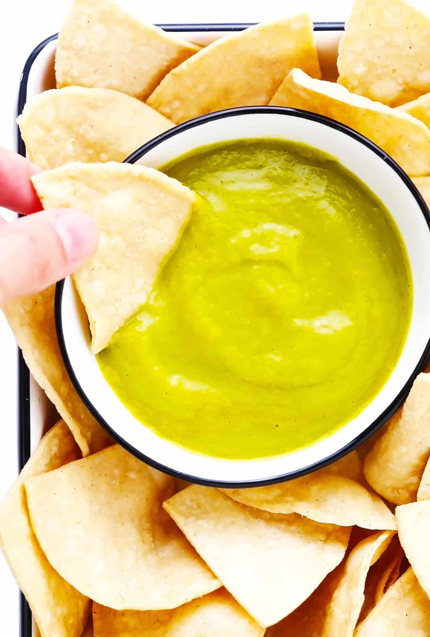 Creamy Jalapeño Salsa with Tortilla Chips