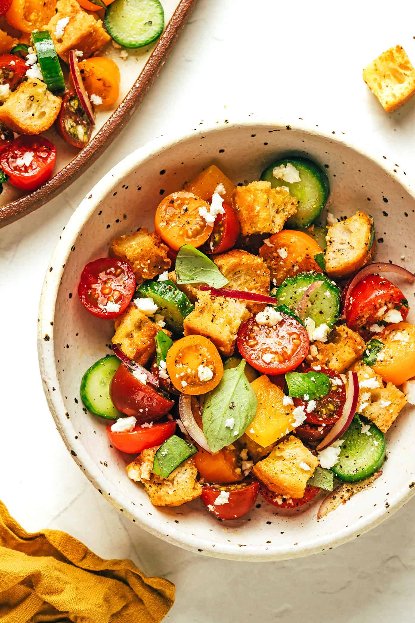 Panzanella salad in bowl
