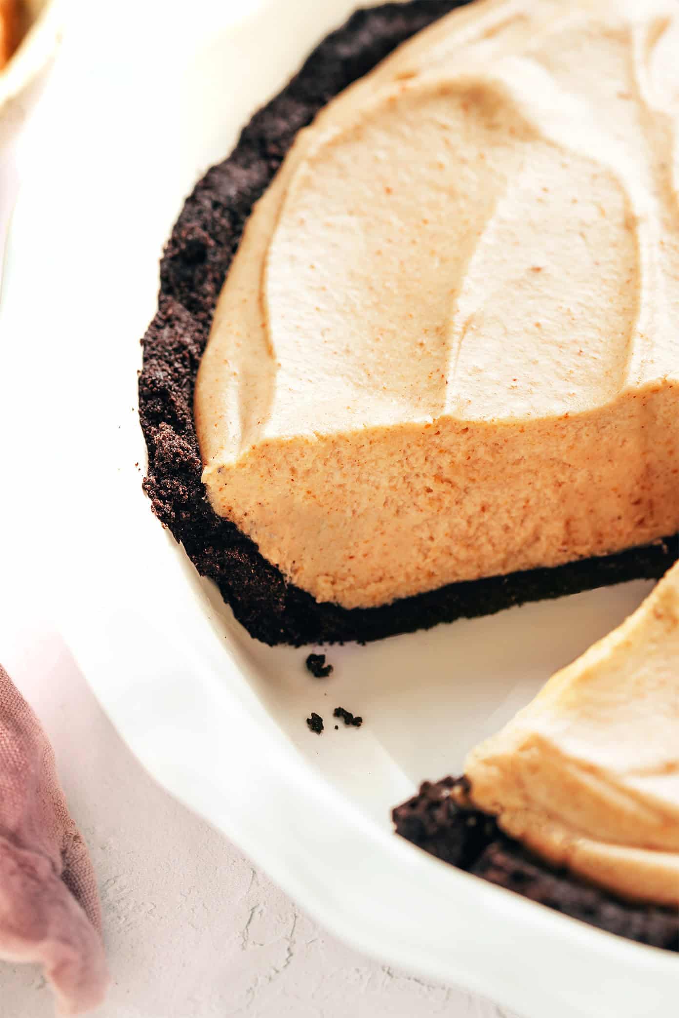 Peanut Butter Pie with slice removed