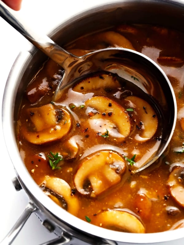 Mushroom Gravy (Vegan) in Saucepan